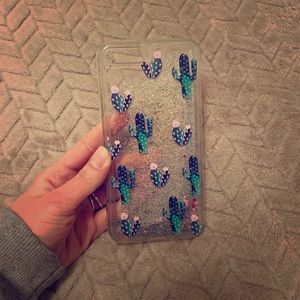 Cactus and Glitter Transparent iPhone 8 Plus Case